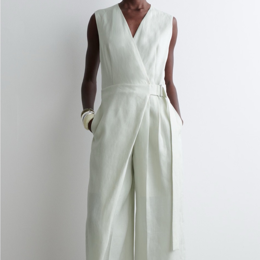 NWT cos wrap-front linen jumpsuit